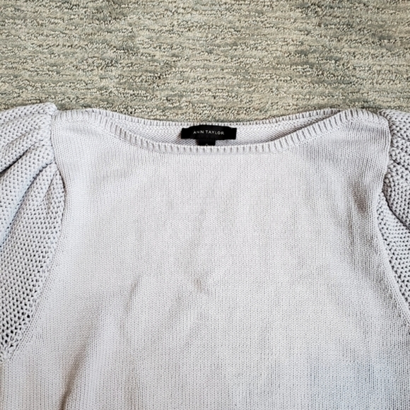Ann Taylor Ice Blue Puff Sleeve Knit Sweater - Picture 2 of 9